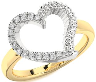 Diamond Platinum & Yellow Gold Heart Ring