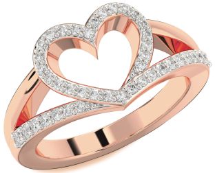 Diamond Rose Gold Heart Ring