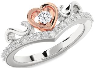 Diamond Platinum & Rose Gold Heart Infinity Pave Promise Ring