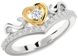 Diamond Silver & 10K gold Heart Infinity Pave Promise Ring