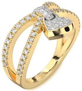 Diamond Gold Heart Lock Ring