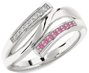 Diamond & Pink Sapphire Platinum Round Ring
