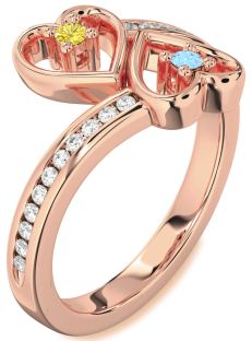 Diamond Rose Gold Heart Two Stone Promise Ring