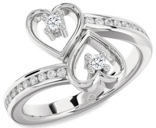 Diamond Platinum Heart Two Stone Ring