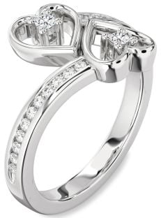 Diamond White Gold Heart Two Stone Ring