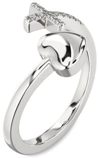 Diamond White Gold Heart Cross Ring