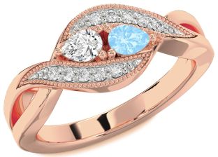 Diamond Rose Gold Silver Pear Two Stone Promise Ring