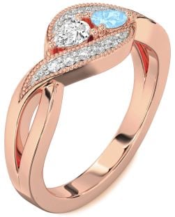 Diamond Rose Gold Pear Two Stone Promise Ring