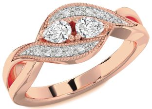 Diamond Rose Gold Pear Two Stone Ring