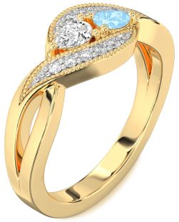 Diamond Gold Pear Two Stone Promise Ring