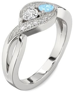 Diamond Platinum Pear Two Stone Promise Ring