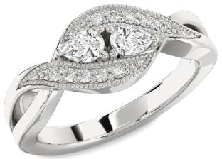 Diamond Platinum Pear Two Stone Ring