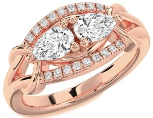 Diamond Rose Gold Pear Two Stone Ring