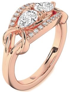 Diamond Rose Gold Pear Two Stone Ring