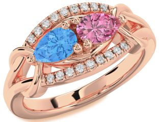 Diamond Rose Gold Pear Two Stone Promise Ring