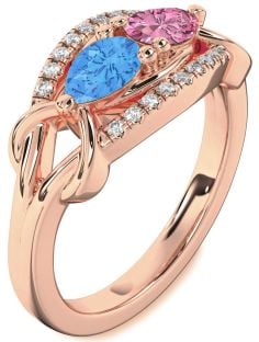 Diamond Rose Gold Pear Two Stone Promise Ring