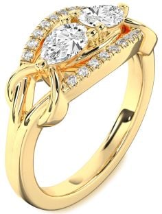 Diamond Gold Pear Two Stone Ring