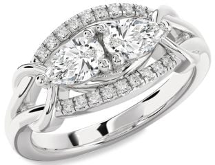 Diamond Platinum Pear Two Stone Ring