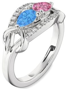 Diamond Platinum Pear Two Stone Promise Ring