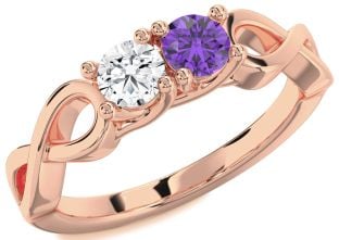 Rose Gold Infinity Round Two Stone Promise Ring