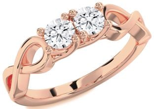 Diamond Rose Gold Infinity Round Two Stone Ring