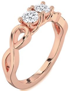 Diamond Rose Gold Infinity Round Two Stone Ring
