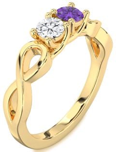 Gold Infinity Round Two Stone Promise Ring