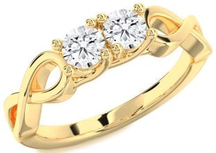 Diamond Gold Infinity Round Two Stone Ring