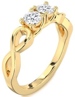 Diamond Gold Infinity Round Two Stone Ring