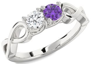 White Gold Infinity Round Two Stone Promise Ring