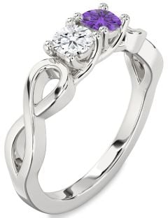 Platinum Infinity Round Two Stone Promise Ring