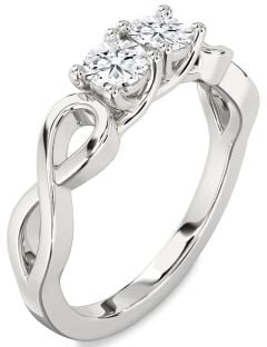 Diamond White Gold Infinity Round Two Stone Ring