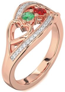 Diamond Rose Gold Heart Two Stone Promise Ring