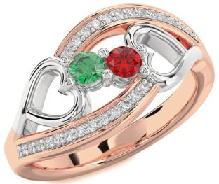 Diamond White Rose Gold Heart Two Stone Promise Ring