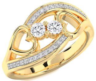 Diamond Gold Heart Two Stone Ring