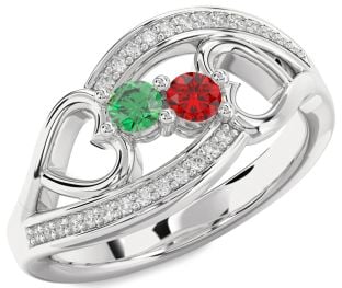 Diamond White Gold Heart Two Stone Promise Ring