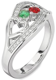 Diamond Platinum Heart Two Stone Promise Ring
