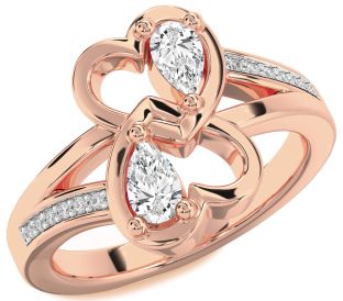 Diamond Rose Gold Heart Two Stone Ring