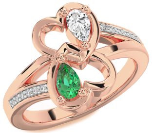 Diamond Rose Gold Heart Two Stone Promise Ring