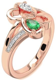 Diamond Rose Gold Heart Two Stone Promise Ring