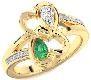 Diamond Gold Heart Two Stone Promise Ring