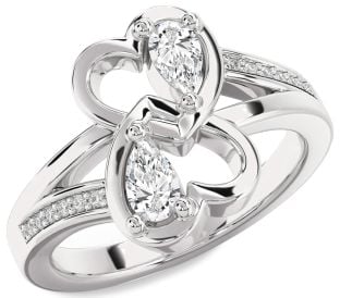 Diamond Platinum Heart Two Stone Ring