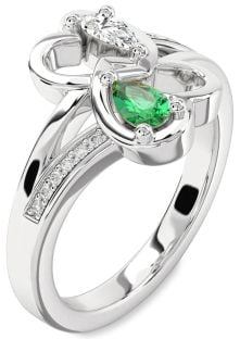 Diamond Platinum Heart Two Stone Promise Ring