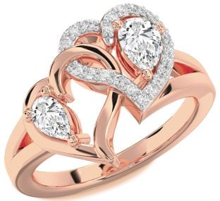 Diamond Rose Gold Heart Two Stone Ring