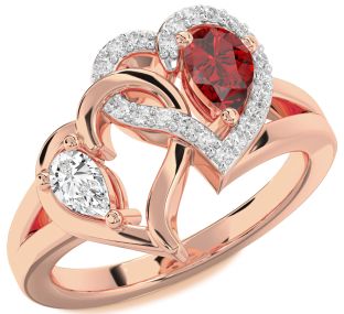 Diamond Rose Gold Heart Two Stone Promise Ring