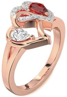 Diamond Rose Gold Heart Two Stone Promise Ring