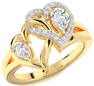Diamond Gold Heart Two Stone Ring
