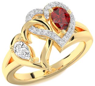 Diamond Gold Heart Two Stone Promise Ring