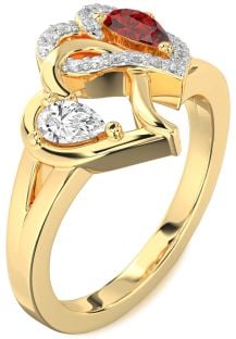 Diamond Gold Heart Two Stone Promise Ring
