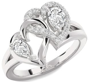 Diamond Platinum Heart Two Stone Ring